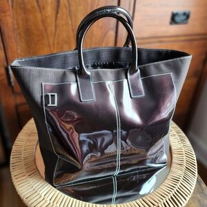 Glossy Chocolate Brown Tote Bag